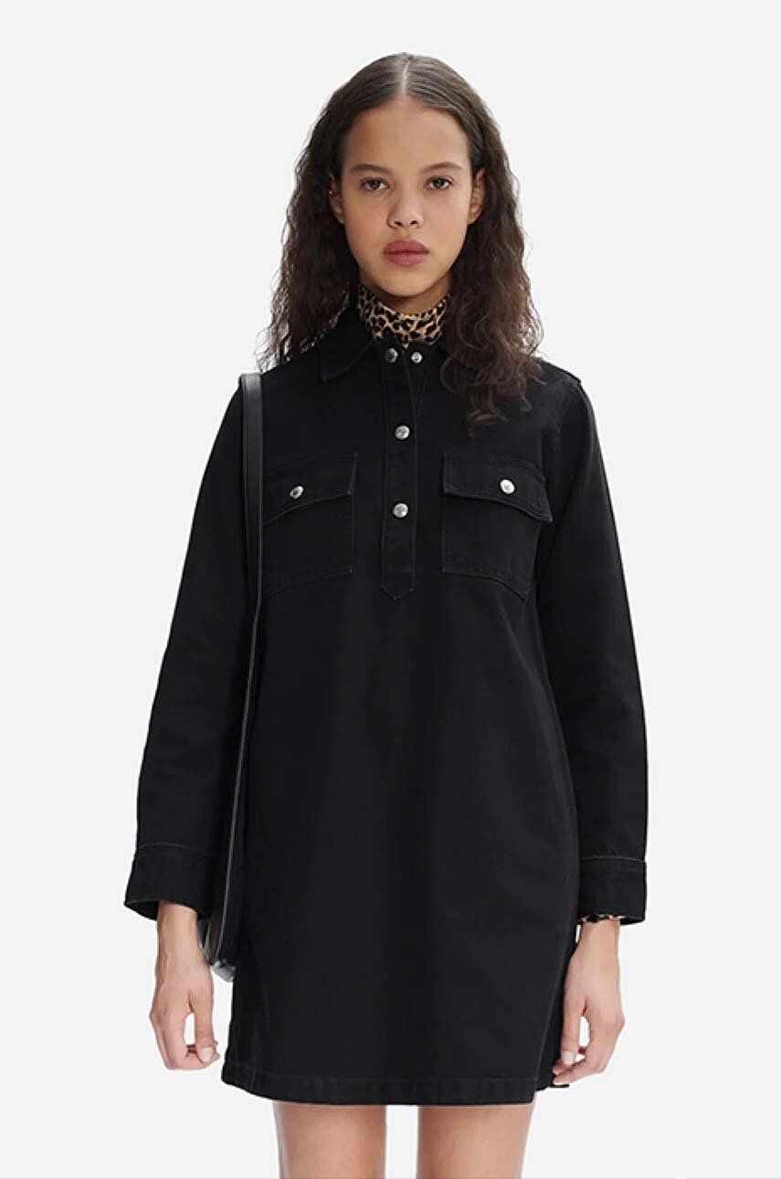 A.P.C. rochie jeans Robe Mia culoarea negru, mini, drept COFBV.F05878-BLACKWASHE